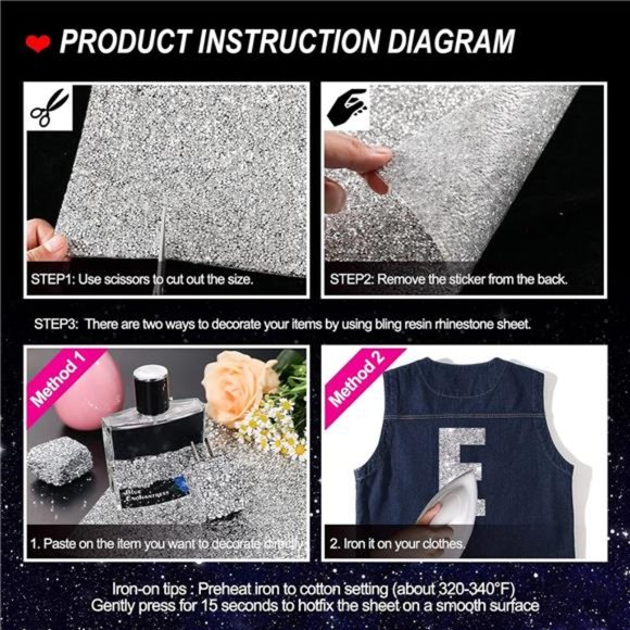 Bling Rhinestone Sticker DIY Home Decor Stickers Self-Adhesive Crystal Sheet - Picture 6 of 6
